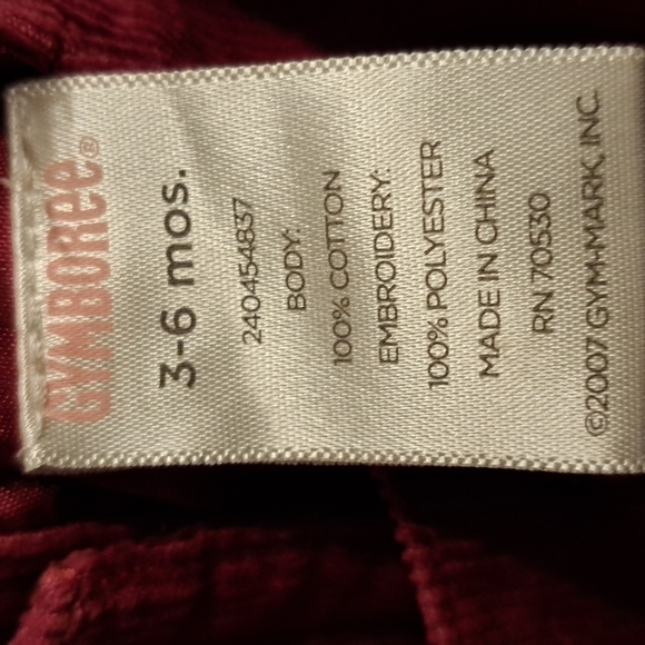 Gymboree girls 3-6 months girls dark red overalls with embroidered dalmations - Picture 3 of 7